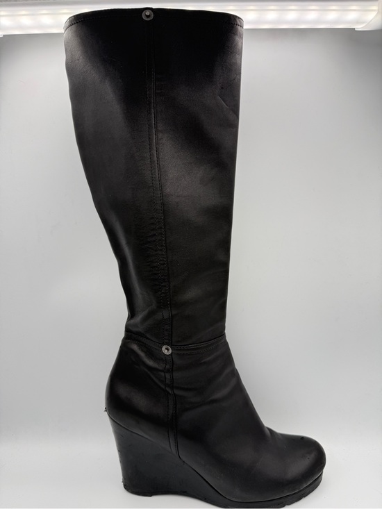 Prada Shoes - *Authentic* Prada Sport Black Leather Wedge Boots Knee High Quiet Luxury 39